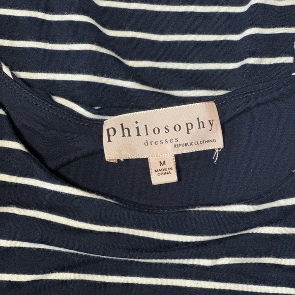 Philosophy Wrap Style Maxi Dress in Navy Blue and White Size Medium - Picture 4 of 4